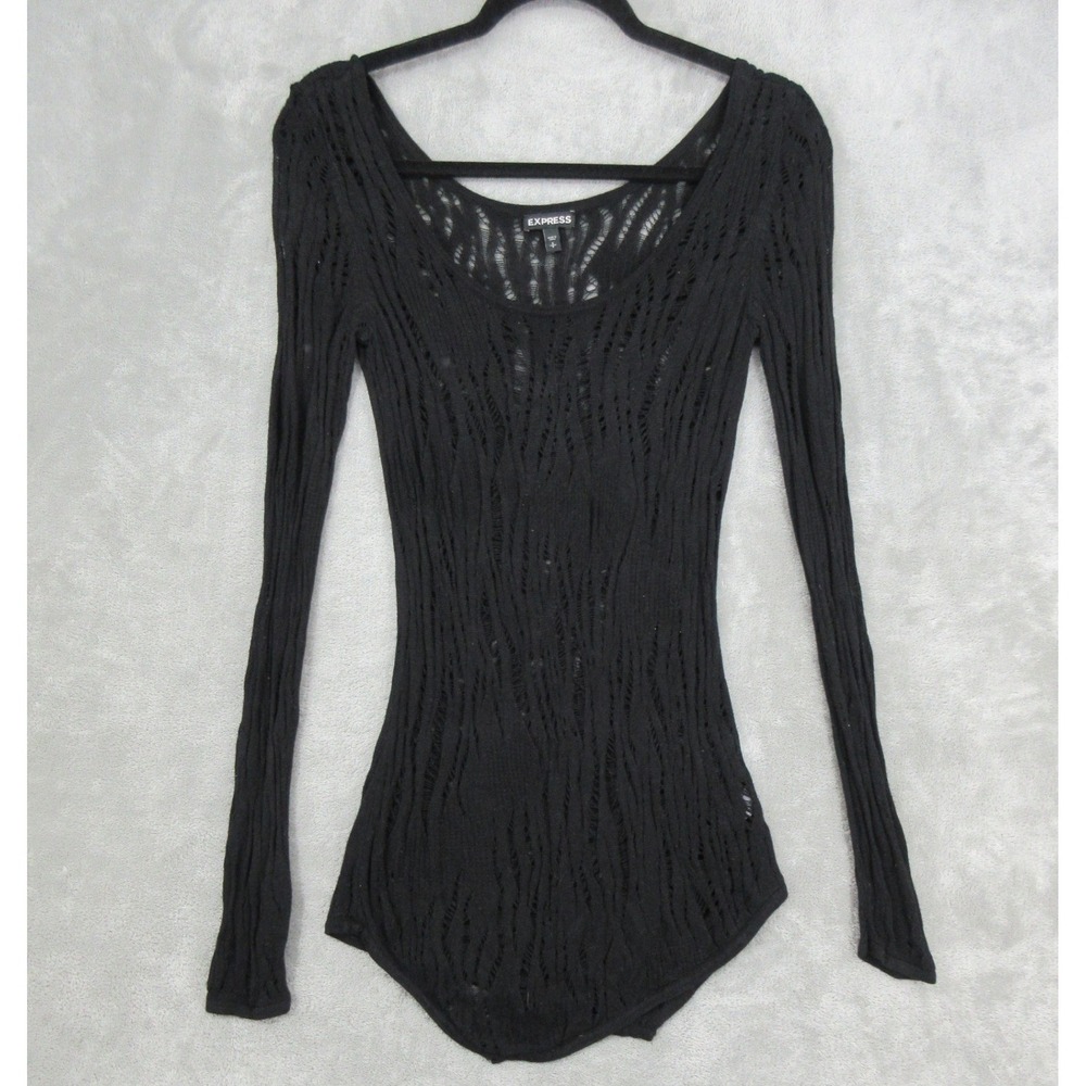 Express Sweater Womens Size S Open Knit 90s Whimsigoth Sheer Witchy Bodycon